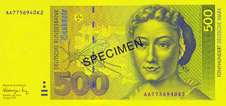 500 Deutsche Mark banknote frontside 500 Deutsche Mark banknote frontside