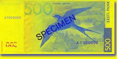 500 kroon banknote backside 500 kroon banknote backside