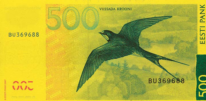 500 kroon banknote backside 500 kroon banknote backside