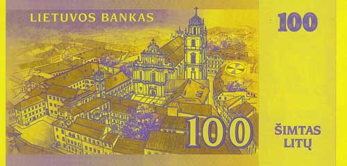 100 litas banknote backside 100 litas banknote backside