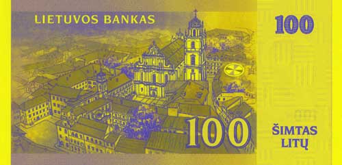 100 litas banknote backside 100 litas banknote backside