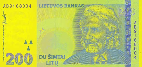 200 litas banknote frontside 200 litas banknote frontside