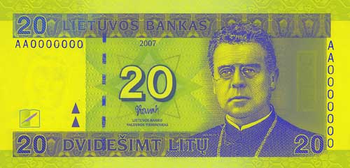 20 litas banknote frontside 20 litas banknote frontside