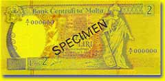 2 Maltese lira banknote frontside 2 Maltese lira banknote frontside