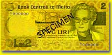 2 Maltese lira banknote frontside 2 Maltese lira banknote frontside