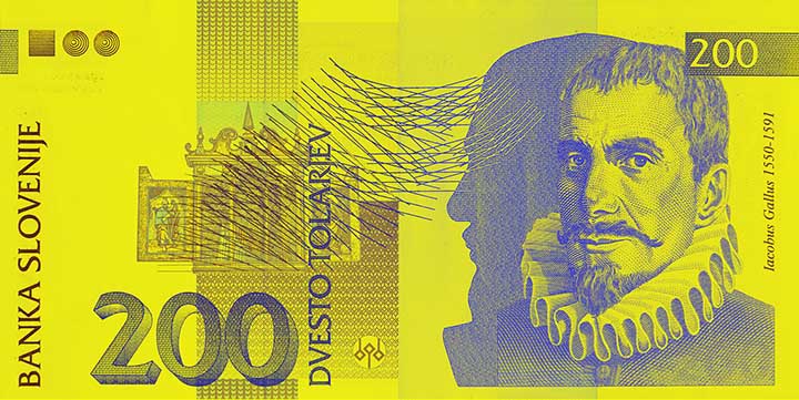 200 Slovenian tolar banknote frontside 200 Slovenian tolar banknote frontside