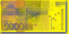 5,000 Slovenian tolar banknote backside 5,000 Slovenian tolar banknote backside