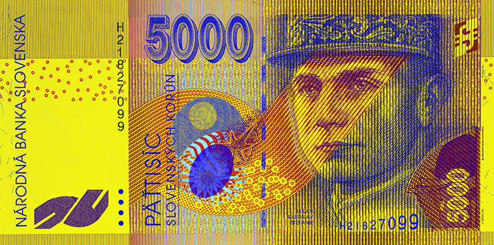5000 Slovak koruna banknote frontside 5000 Slovak koruna banknote frontside