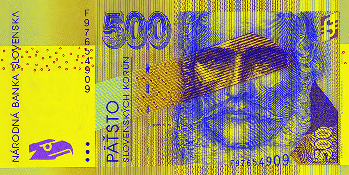 500 Slovak koruna banknote frontside 500 Slovak koruna banknote frontside